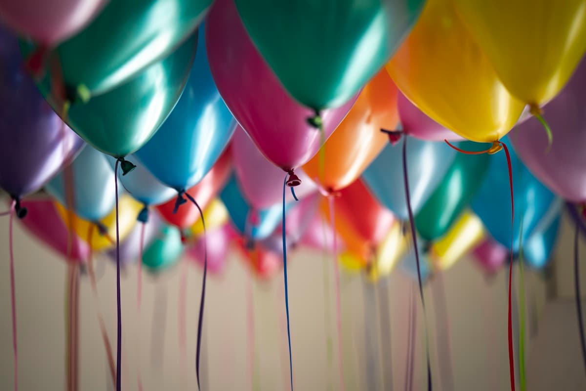 Festive ceiling balloon installation for an exclusive celebration